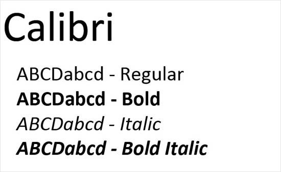 writing a paper with calibri font